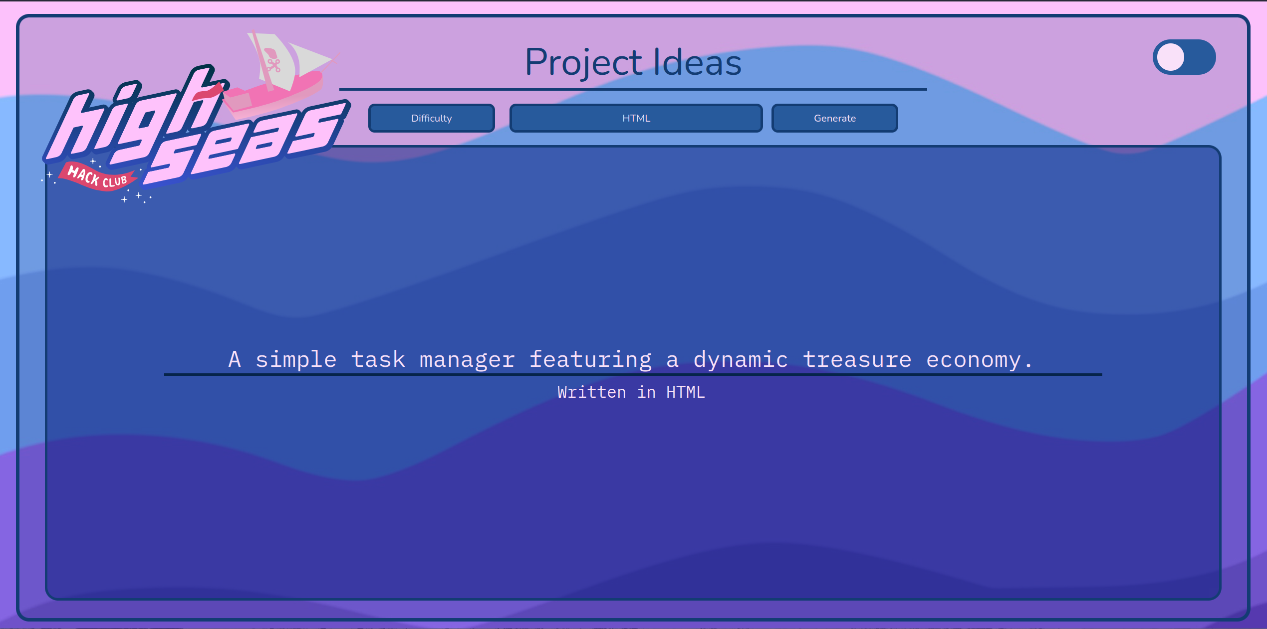 high seas project ideas screenshot